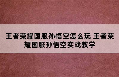 王者荣耀国服孙悟空怎么玩 王者荣耀国服孙悟空实战教学